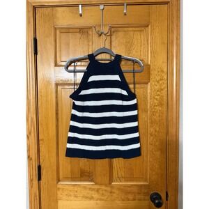 Old Navy Striped Halter Neck Knit Tank Top Women's Size L Navy White
